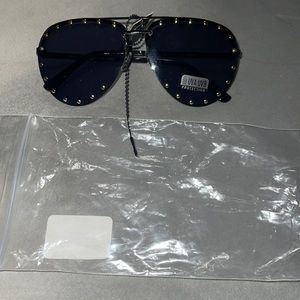 In the Biz Black Studded Aviator Sunglasses, Brand New